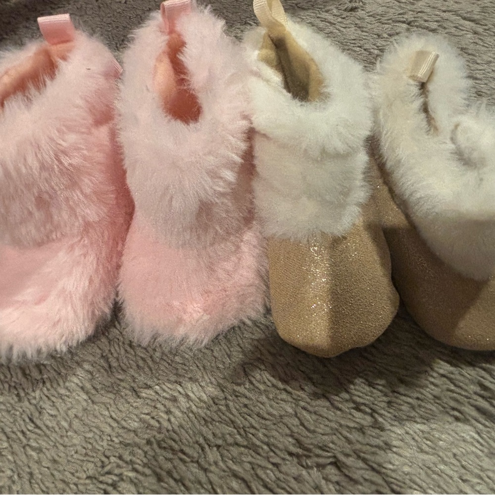 Pink and Gold Baby Booties